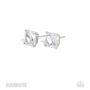 Paparazzi Silver Stud Earrings Glow Time White Blockbuster Post Fashion Jewelry